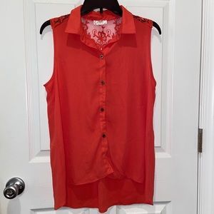 Women’s Coral Woven Sleeveless Top